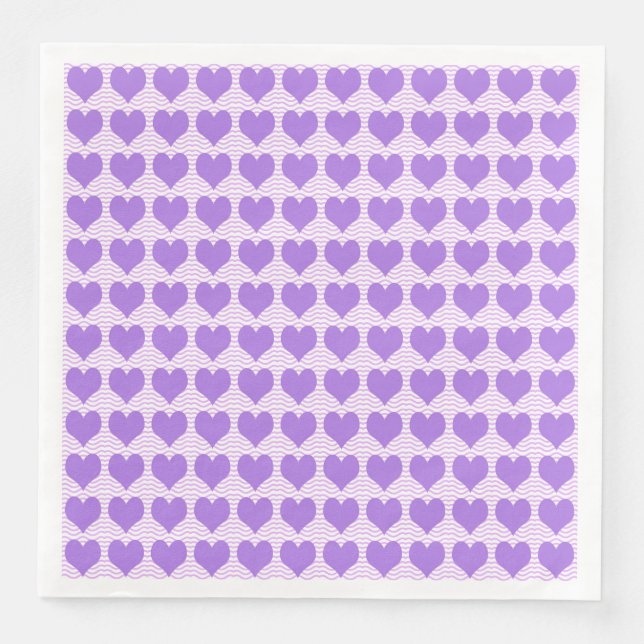 Purple Hearts Paper Dinner Napkins (Front)