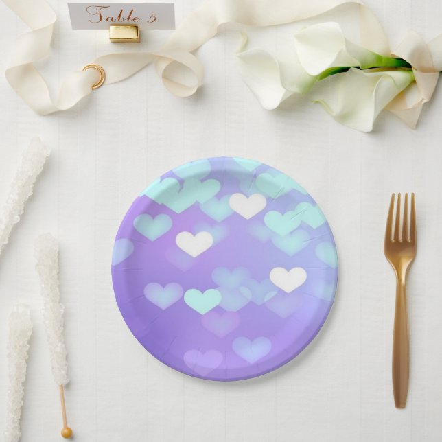 Purple Hearts Paper Plates (Wedding)