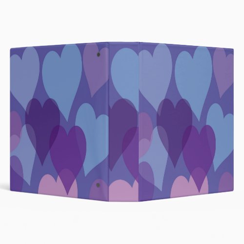 Purple Hearts Pattern 6 Sweet Romantic Hearts 3 Ring Binder