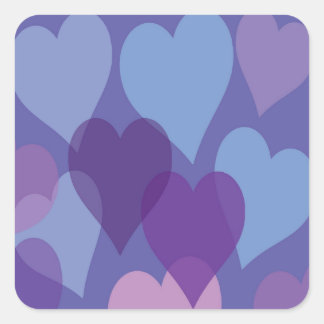 Purple Hearts Pattern (6), Sweet Romantic Hearts. Square Sticker