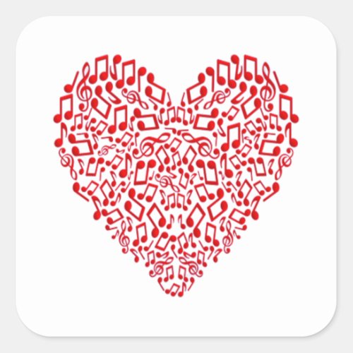 Purple Hearts Pattern 8 Romance Note Square Sticker