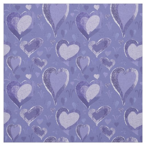 Purple Hearts Pattern Drawing Fabric