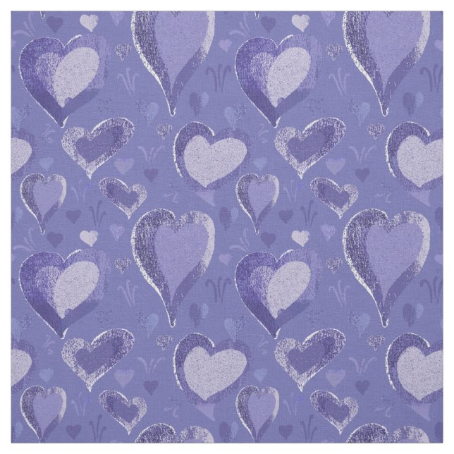 Purple Hearts Pattern Drawing Fabric (Swatch)