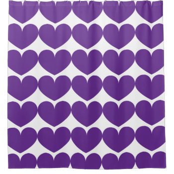 Purple Hearts Pattern Shower Curtain by HappyGabby at Zazzle