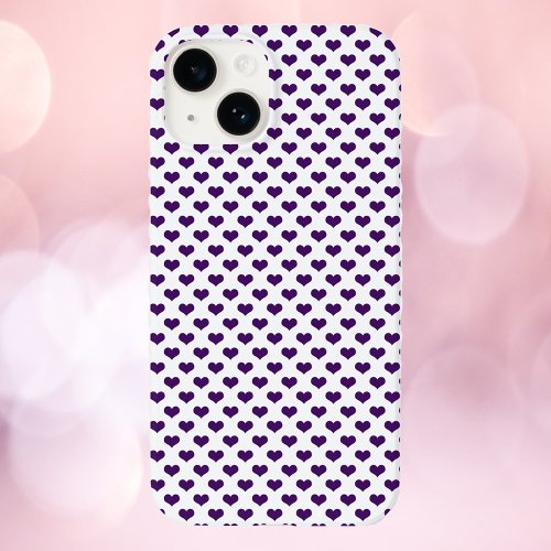 Purple Hearts Pattern White Background Case_Mate iPhone 14 Case