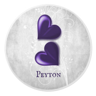 Purple Hearts Personalized Ceramic Knob