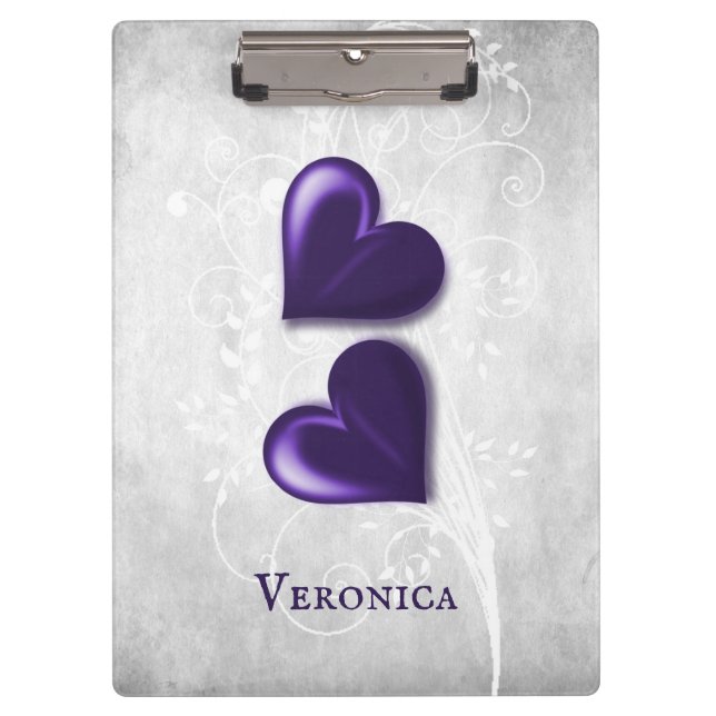 Purple Hearts Personalized Clipboard (Front)