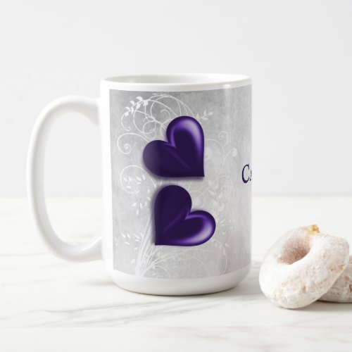 Purple Hearts Personalized Coffee Mug