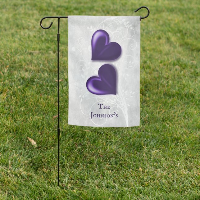 Purple Hearts Personalized Garden Flag (In SItu)