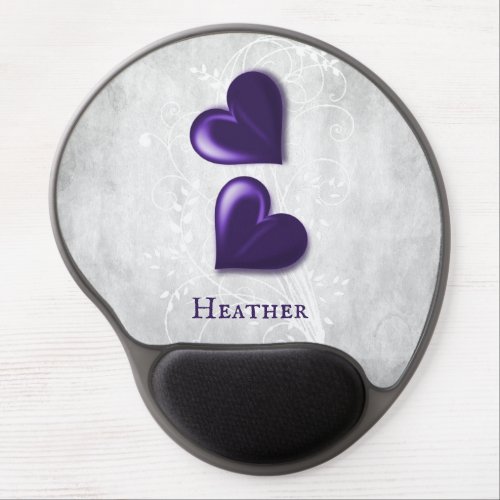 Purple Hearts Personalized Gel Mouse Pad