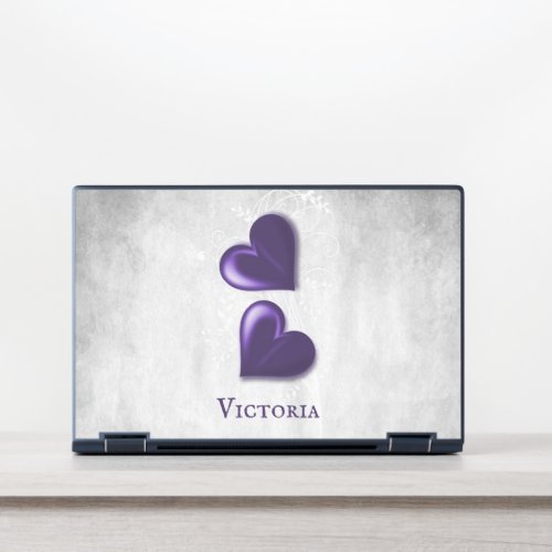 Purple Hearts Personalized HP Laptop Skin