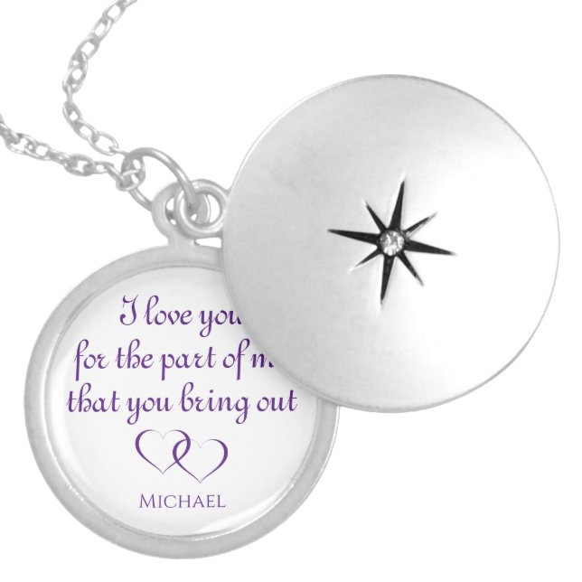 Purple Hearts Personalized I Love You Necklace (Front)