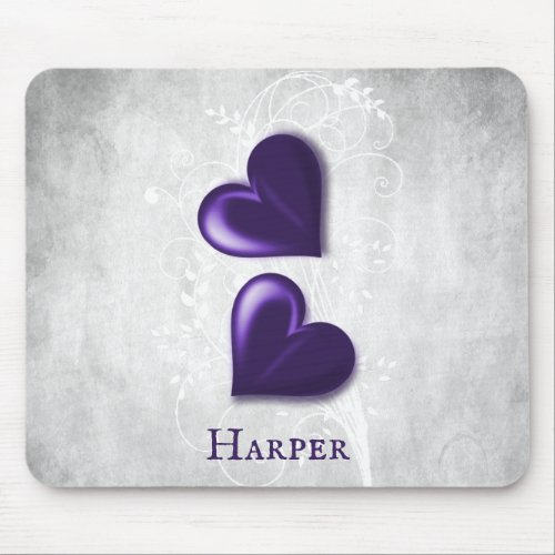 Purple Hearts Personalized Mouse Pad
