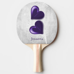 Purple Hearts Personalized Ping Pong Paddle