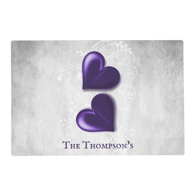 Purple Hearts Personalized Placemat (Front)
