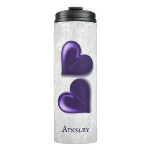 Purple Hearts Personalized Thermal Tumbler