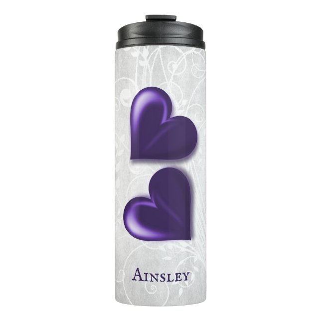 Purple Hearts Personalized Thermal Tumbler (Front)