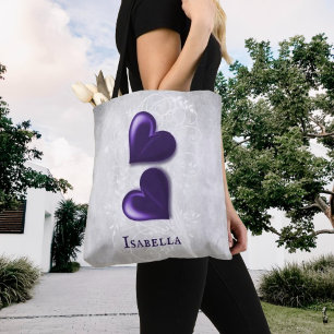 Purple Hearts Personalized Tote Bag