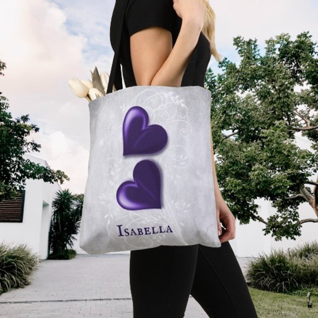 Purple Hearts Personalized Tote Bag (Purple Hearts Personalized Tote Bag)