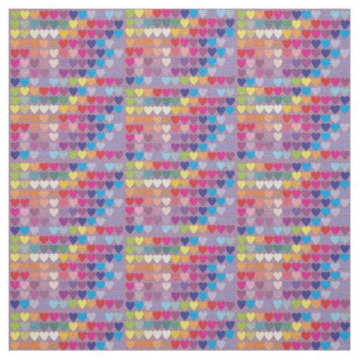 purple hearts rainbow fabric