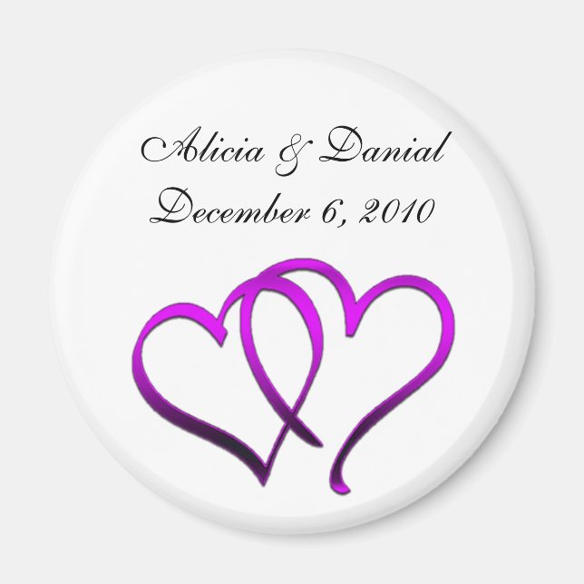 Purple Hearts Save the Date Magnet (Front)