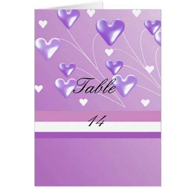 Purple Hearts Table Seating Card (Front)