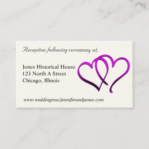 Purple Hearts Wedding enclosure cards Business Card Templates