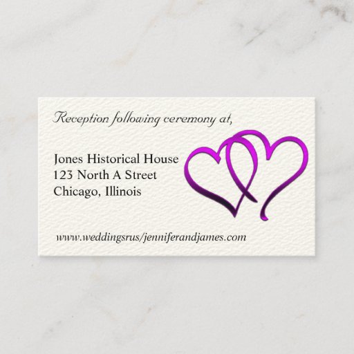 Customizable Purple Hearts Wedding enclosure cards Business Card Templates