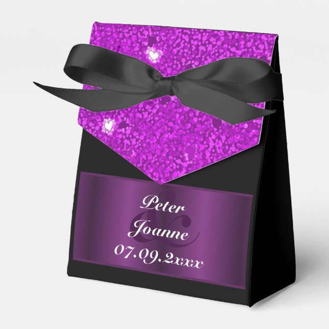 Purple Hearts wedding Favor Boxes (Front Side)
