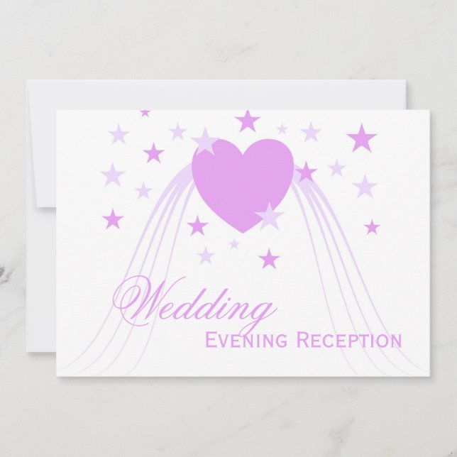 Purple Hearts Wedding Reception Invitation (Front)