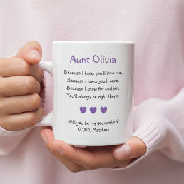 Purple Hearts Will You Be My Godmother Photo Coffee Mug