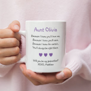 Purple Hearts Will You Be My Godmother Photo Coffee Mug