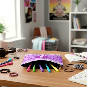 Purple Hearts With Dots And Swirls Accessory Pouch