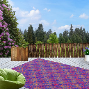 Purple Heather Moss Green Rustic Chic Plaid Tartan Outdoor Rug