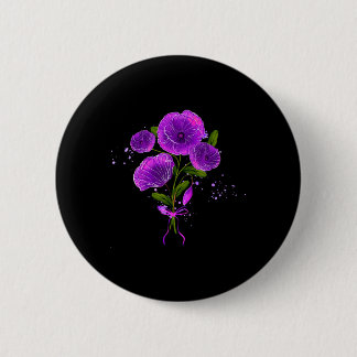 Purple Heimerheimer Awareness Mom Flower Poppy Dem Button