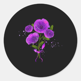 Purple Heimerheimer Awareness Mom Flower Poppy Dem Classic Round Sticker