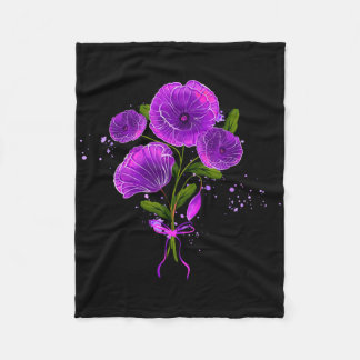 Purple Heimerheimer Awareness Mom Flower Poppy Dem Fleece Blanket