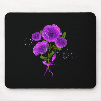 Purple Heimerheimer Awareness Mom Flower Poppy Dem Mouse Pad