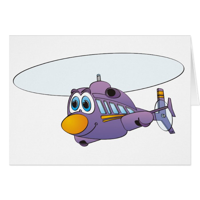 Purple Helicopter Cartoon Card