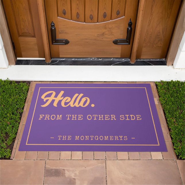 Purple Hello From The Other Side Doormat (Outdoor)