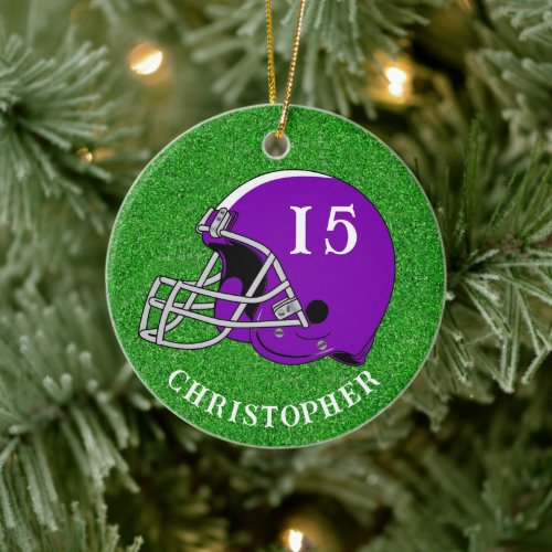 Purple Helmet Christmas   Ceramic Ornament
