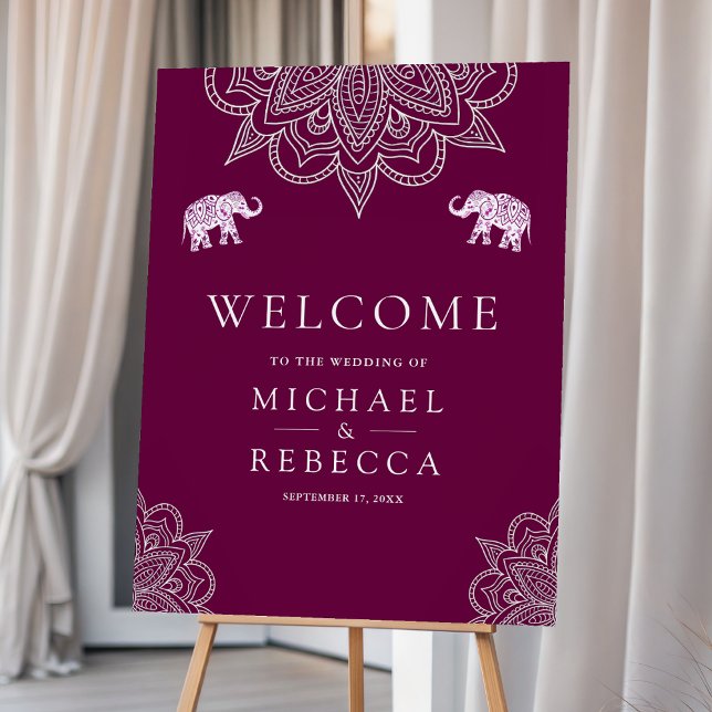 Purple Henna Indian Wedding Welcome Sign (Creator Uploaded)