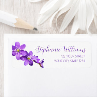 Purple Hepatica Flowers Return Address Label