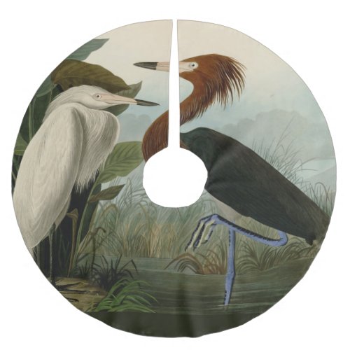 Purple Heron Audubon Bird Wildlife Painting Brushed Polyester Tree Skirt