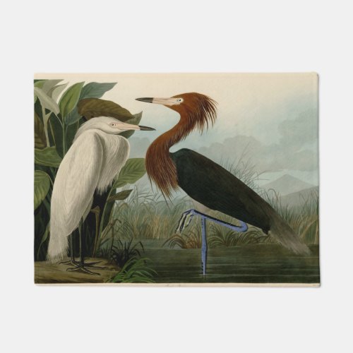 Purple Heron Audubon Bird Wildlife Painting Doormat