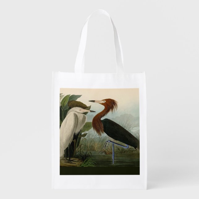 Purple Heron Audubon Bird Wildlife Painting Grocery Bag (Front)