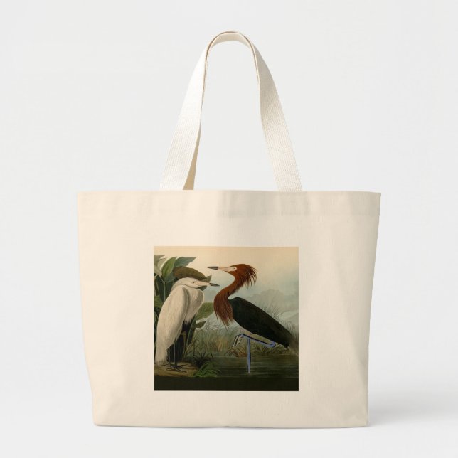 Purple Heron Audubon Bird Wildlife Painting Large Tote Bag (Front)