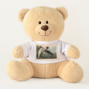 Purple Heron Audubon Bird Wildlife Painting Teddy Bear