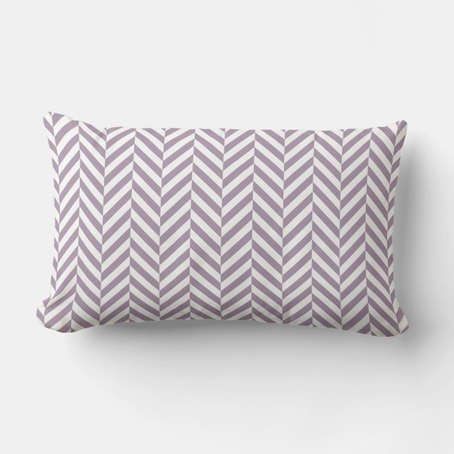 Purple Herringbone Pattern Custom Monogram Lumbar Pillow (Front)