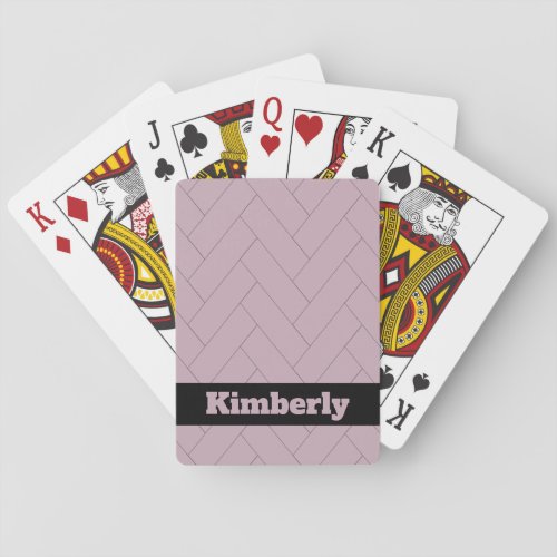 Purple Herringbone Pattern Personalize Playing Cards